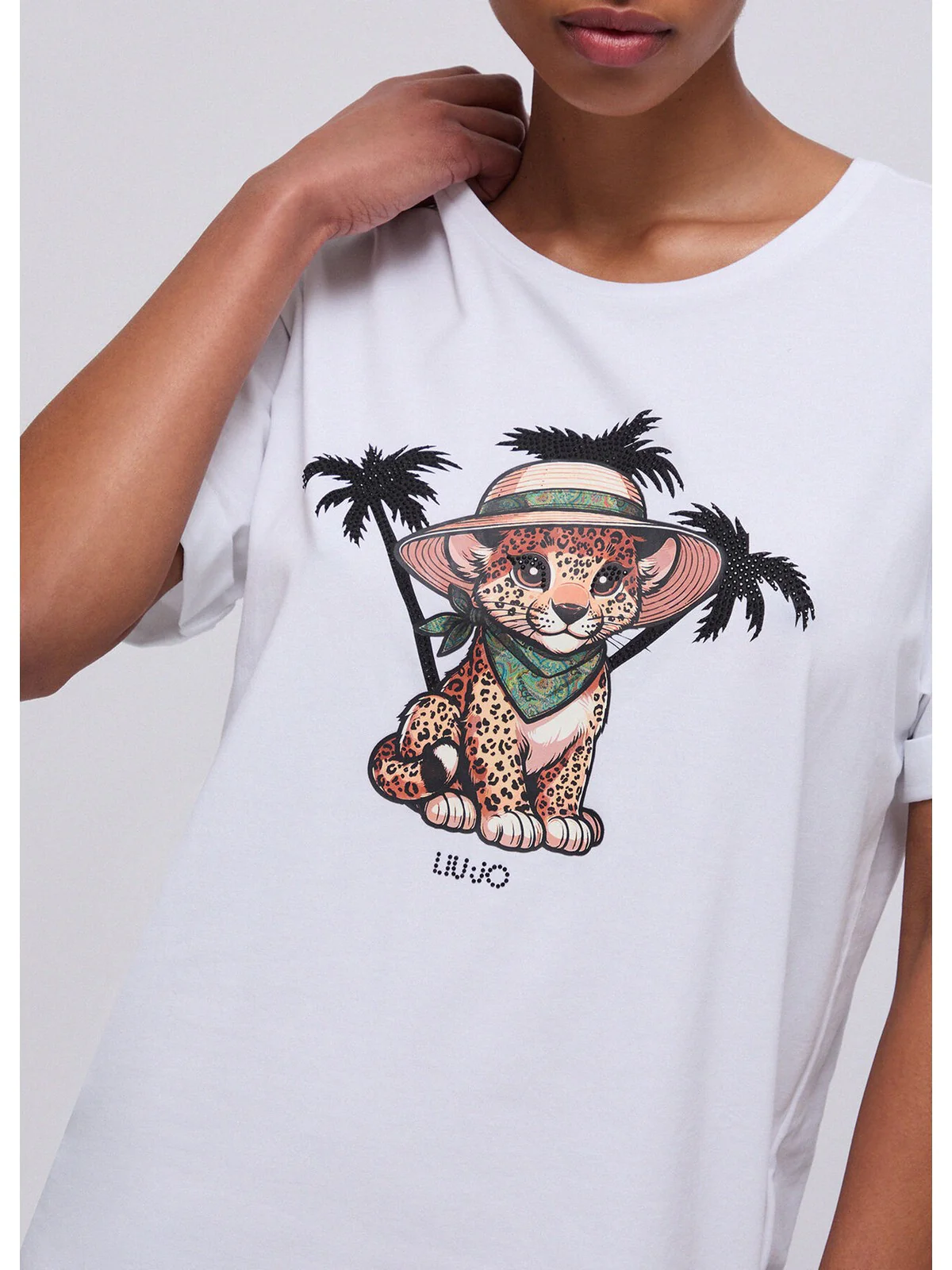 LIU JO BEACHWEAR T-shirt Donna  VA6170JS003 P9493 B.co/small leopard - Image 3