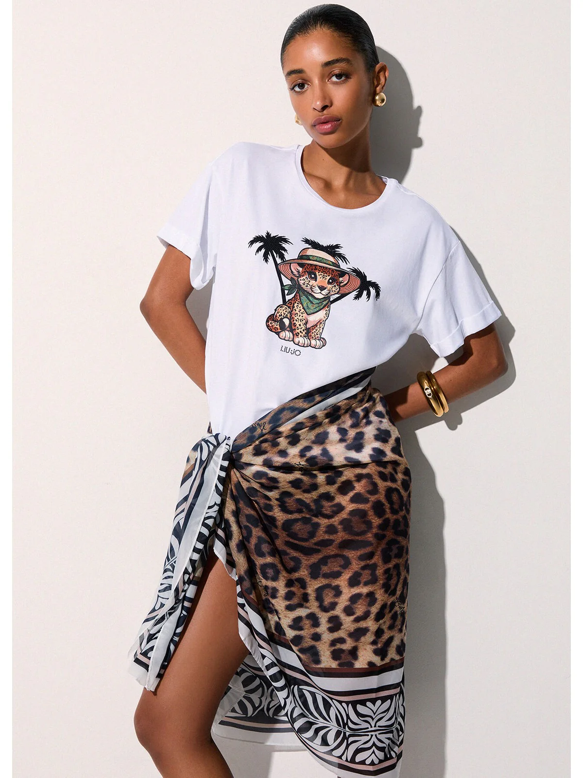 LIU JO BEACHWEAR T-shirt Donna  VA6170JS003 P9493 B.co/small leopard - Image 4