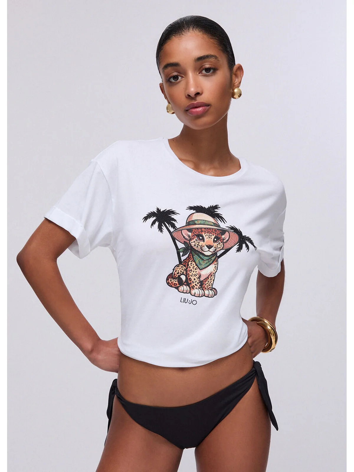 LIU JO BEACHWEAR T-shirt Donna  VA6170JS003 P9493 B.co/small leopard - Image 7