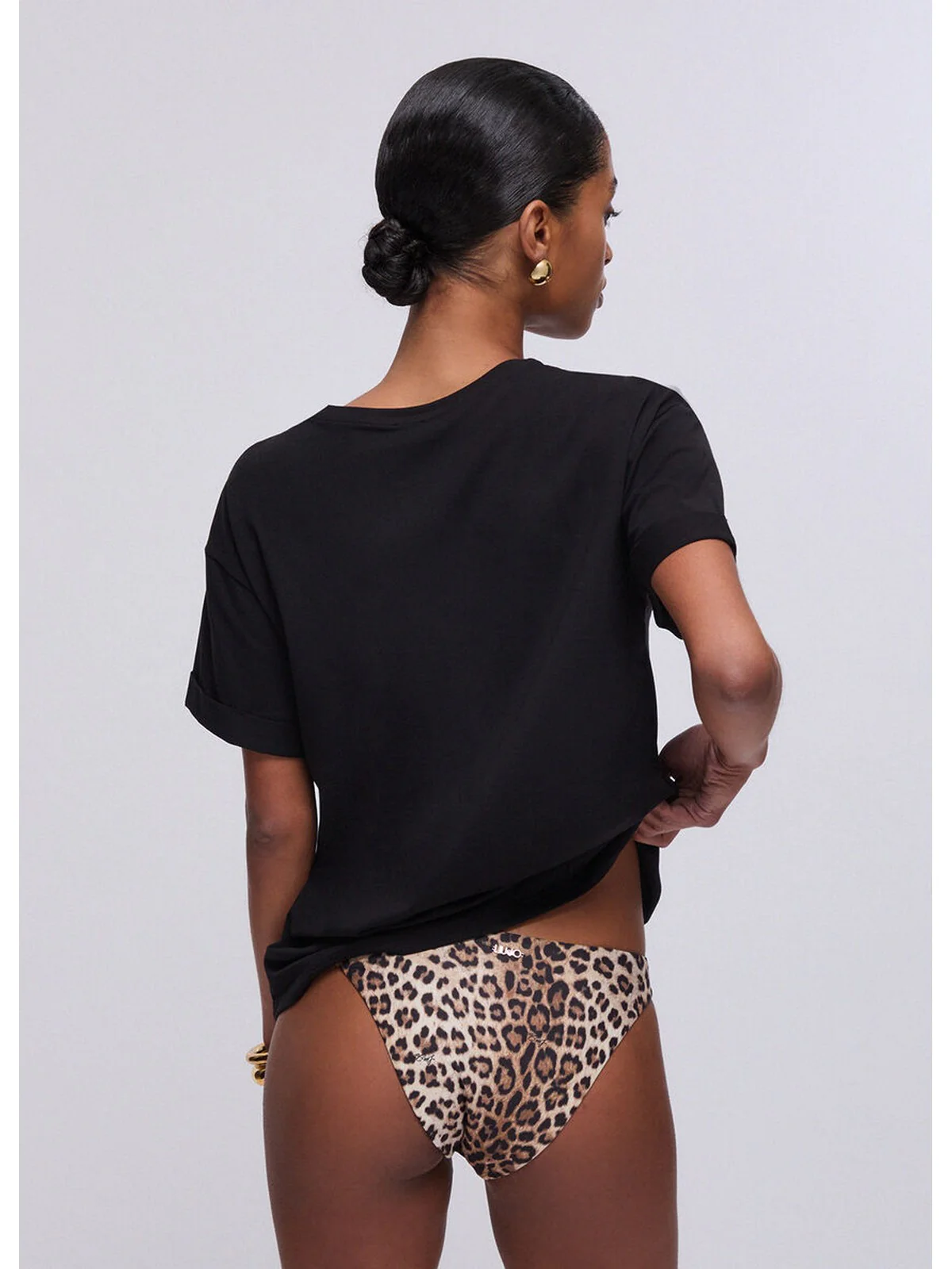 LIU JO BEACHWEAR T-shirt Donna  VA6170JS003 P9494 Nero/small leopard - Image 6