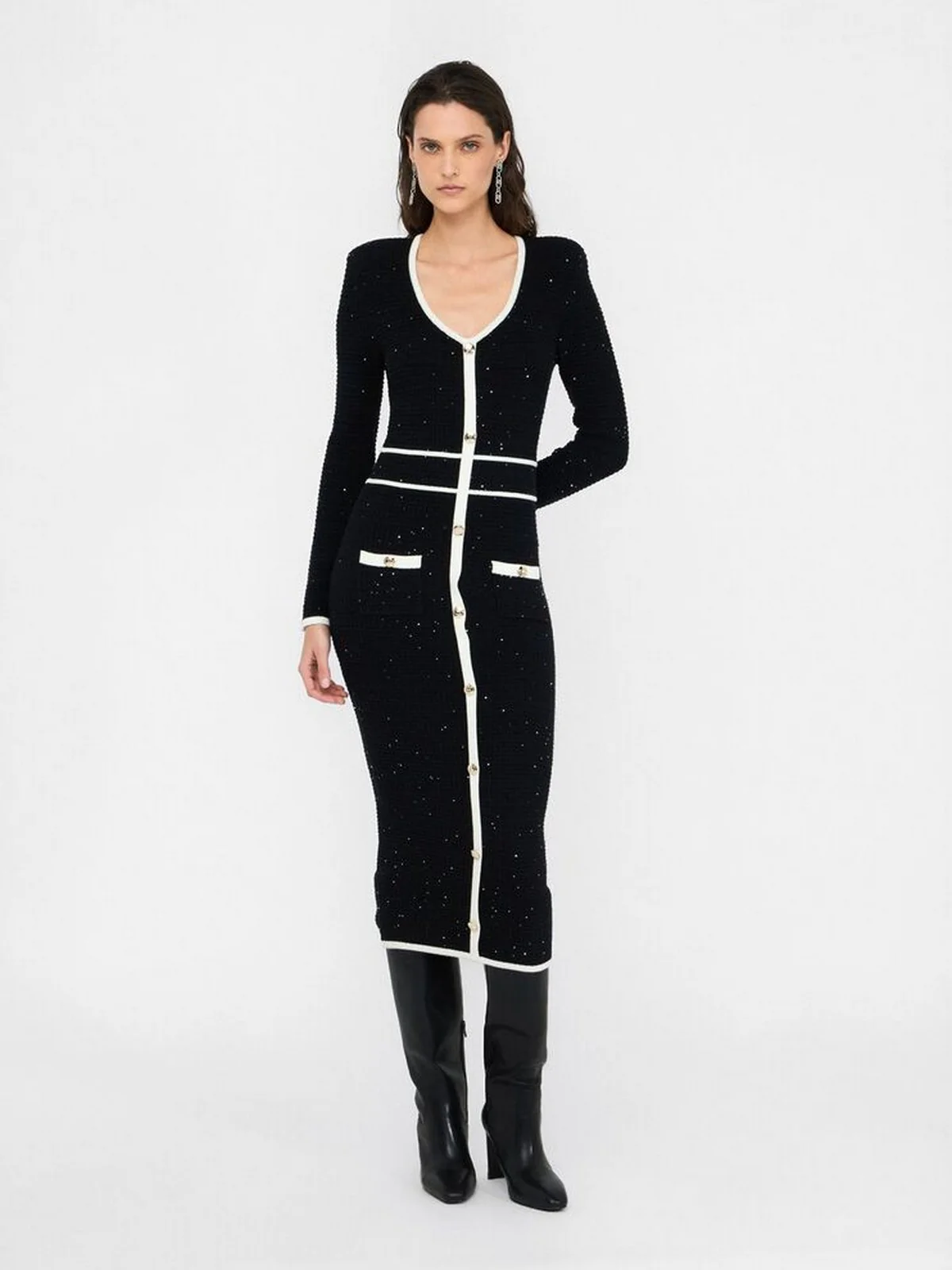 LIU JO BLACK Abito Donna  CF5132MS18F 03862 Nero/latte - Image 2
