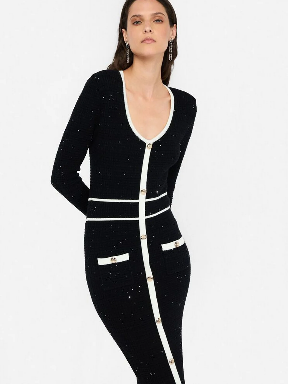 LIU JO BLACK Abito Donna  CF5132MS18F 03862 Nero/latte - Image 3