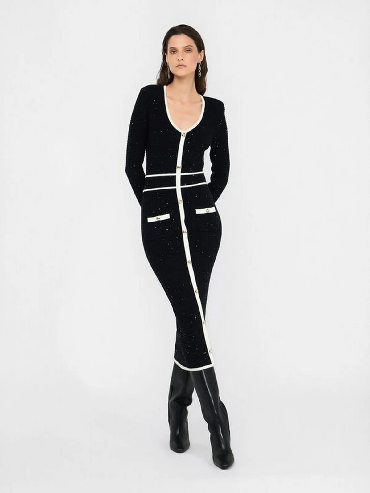 LIU JO BLACK Abito Donna  CF5132MS18F 03862 Nero/latte - Image 5
