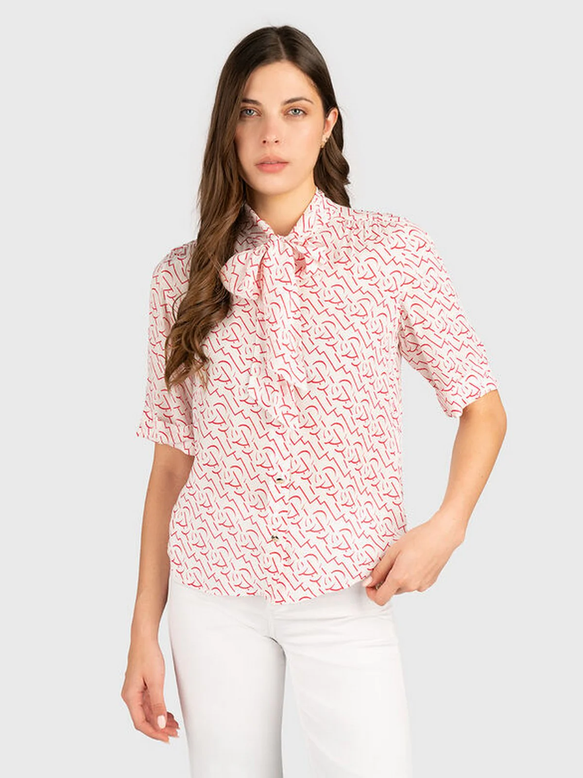 LIU JO BLACK Camicia Donna CA5216T5853 B1187 WHITE/RED - Image 2