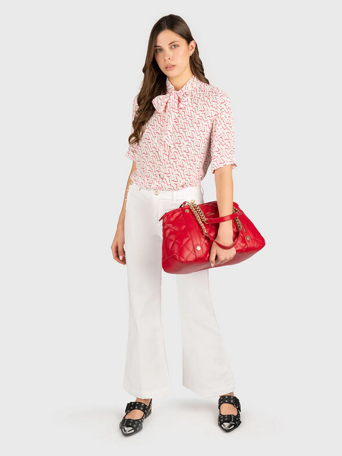 LIU JO BLACK Camicia Donna CA5216T5853 B1187 WHITE/RED - Image 3
