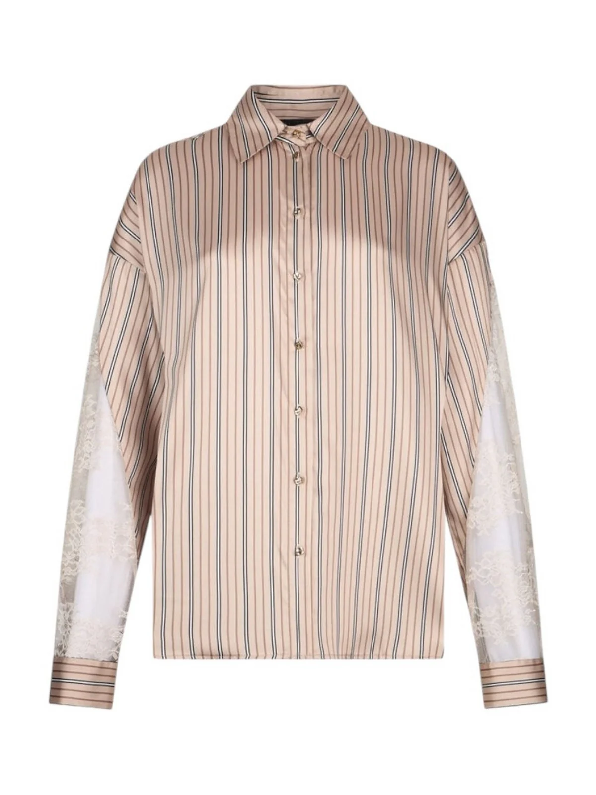 LIU JO BLACK Camicia Donna CA6119TS555 P9577 Marrone mix stripe