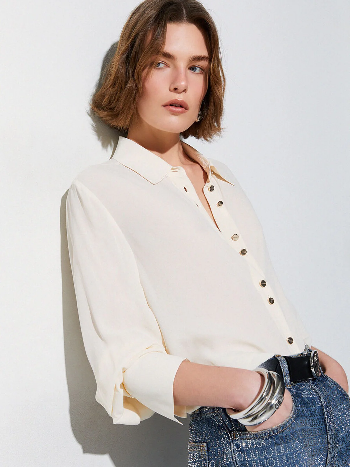 LIU JO BLACK Camicia Donna  CA6157T2578 P9572 Cremino light - Image 5
