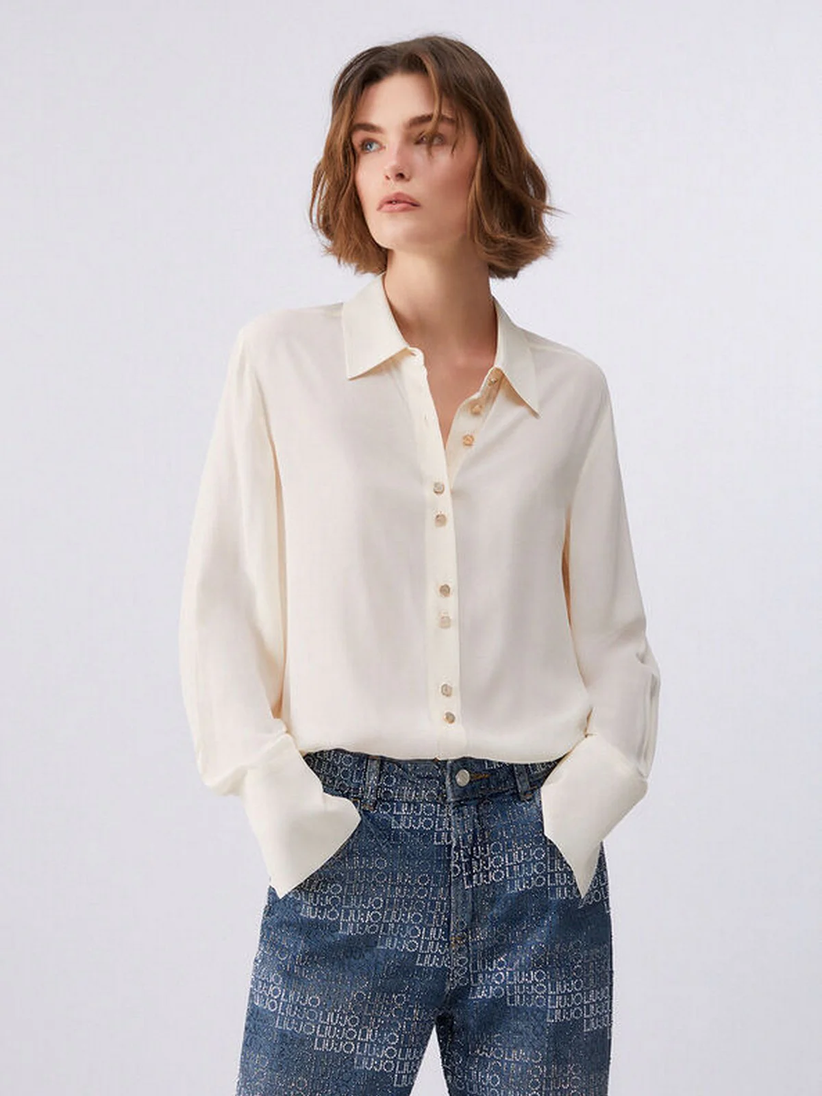 LIU JO BLACK Camicia Donna  CA6157T2578 P9572 Cremino light - Image 7