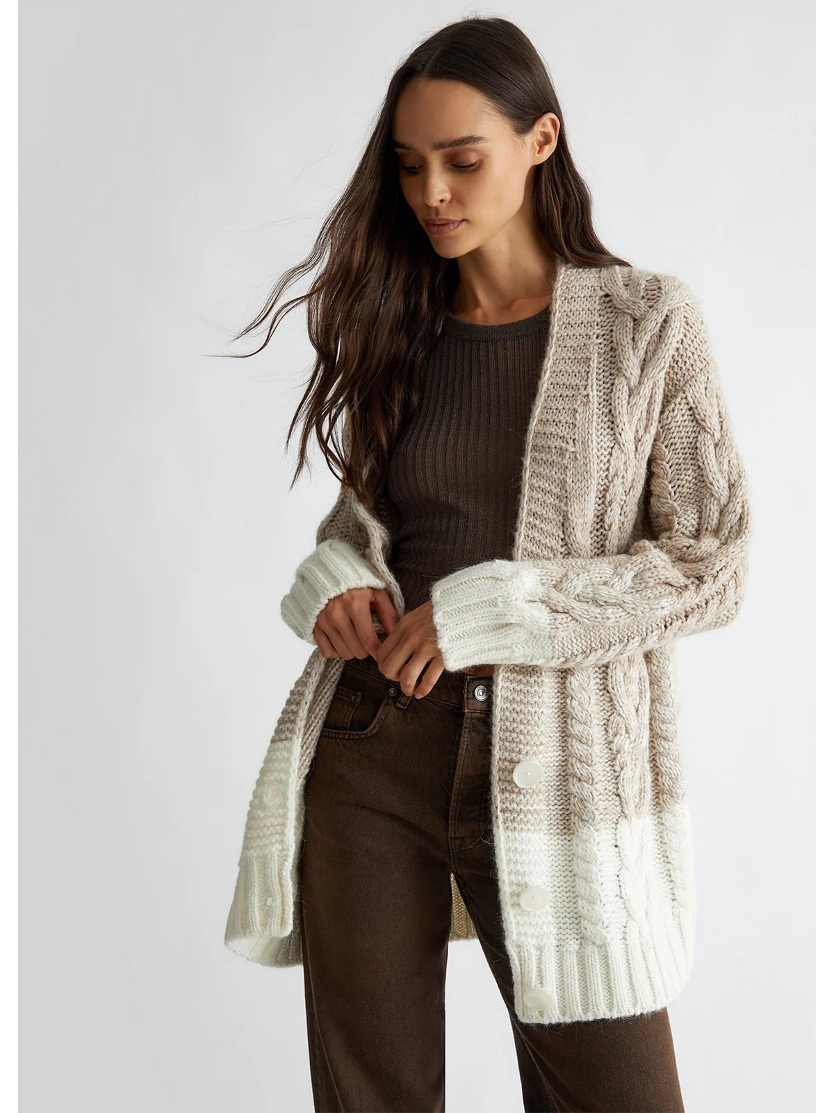 LIU JO BLACK Cardigan Donna CF4248MA329 N9624 Beige - Image 5
