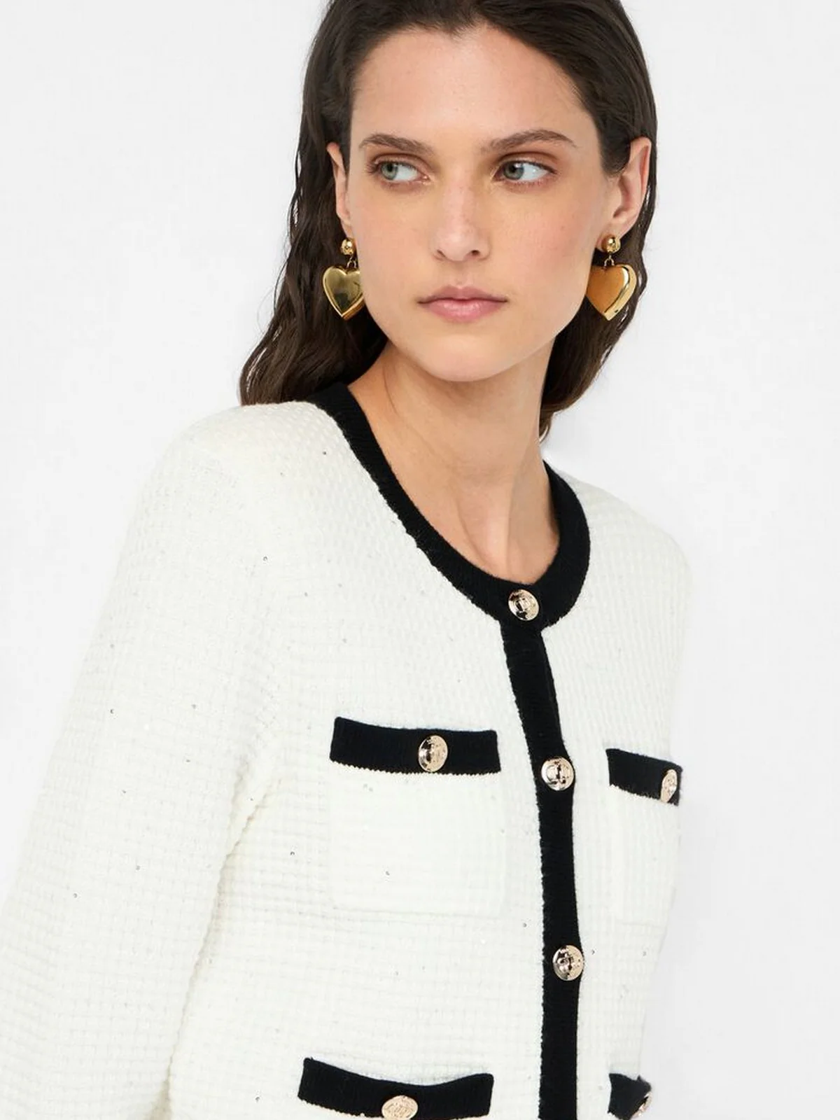 LIU JO BLACK Cardigan Donna  CF5131MS18F 03A21 Latte/nero - Image 5