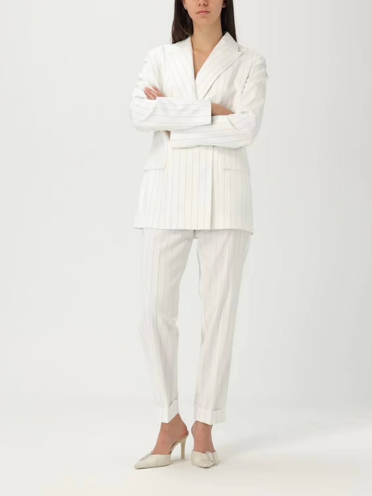 LIU JO BLACK Pantalone Donna  CA5238T1969 MM26E Pin st.s.white/bluet - Image 2