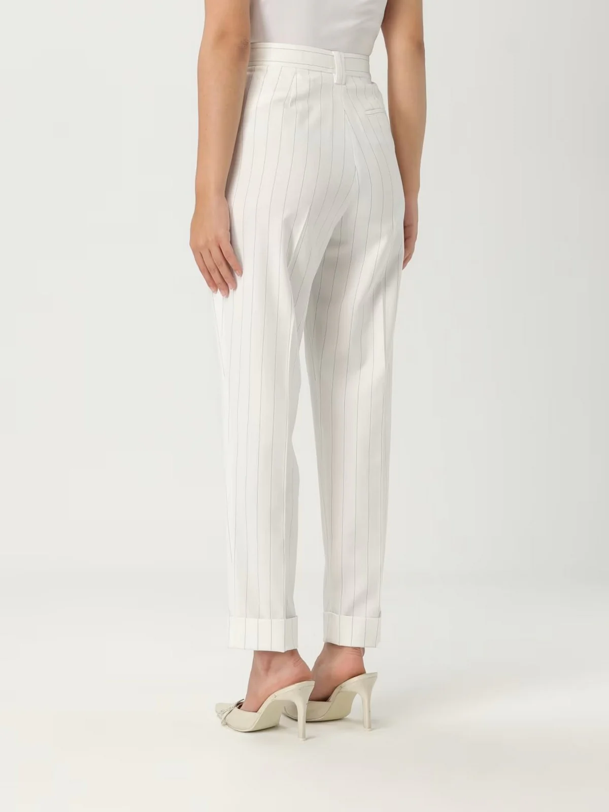 LIU JO BLACK Pantalone Donna  CA5238T1969 MM26E Pin st.s.white/bluet - Image 3