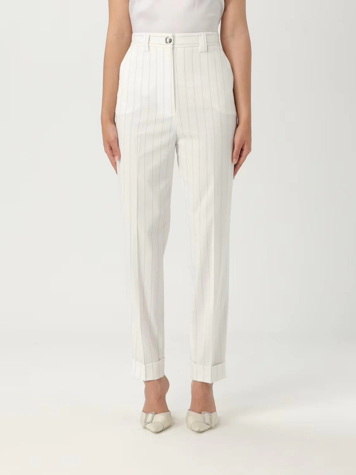 LIU JO BLACK Pantalone Donna  CA5238T1969 MM26E Pin st.s.white/bluet - Image 4