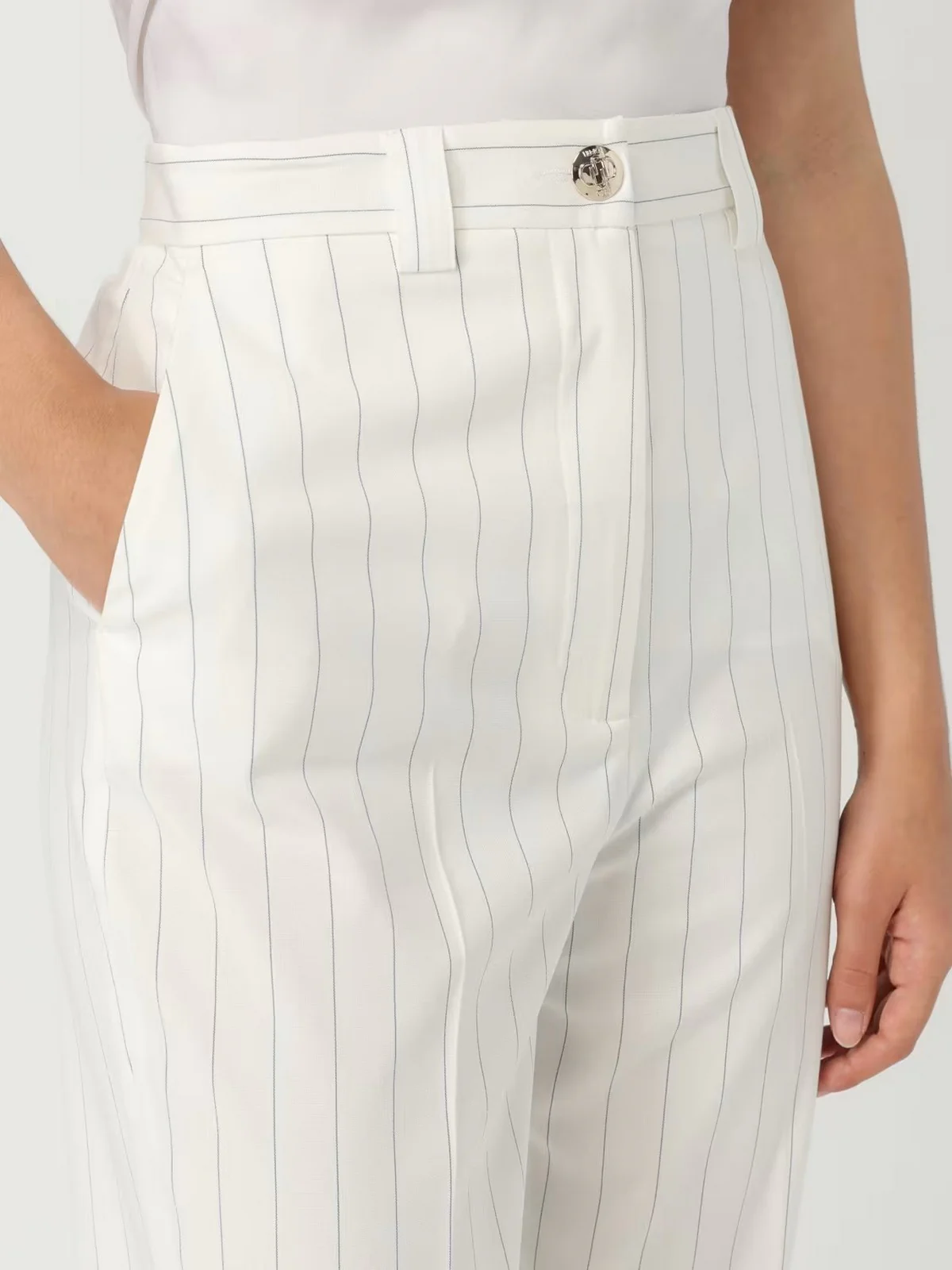LIU JO BLACK Pantalone Donna  CA5238T1969 MM26E Pin st.s.white/bluet - Image 5