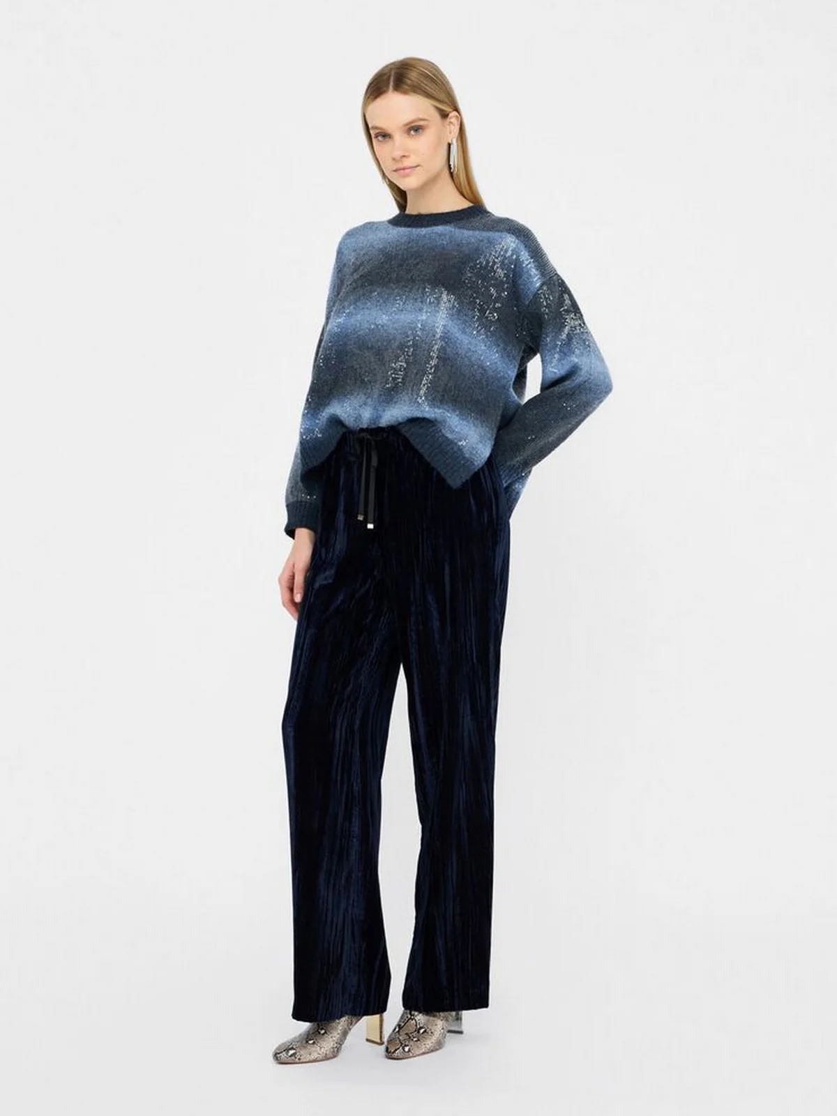 LIU JO BLACK Pantalone Donna  CF5404T094A 94028 Blu marino - Image 3