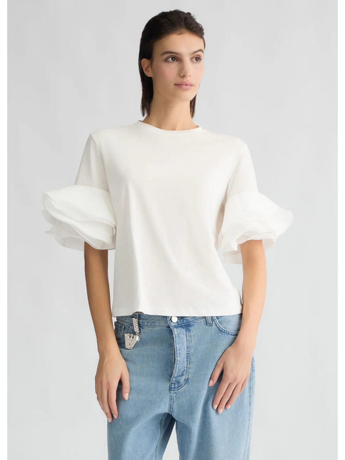 LIU JO BLACK T-shirt Donna  CA5006J6308 X0256 Bianco - Image 4