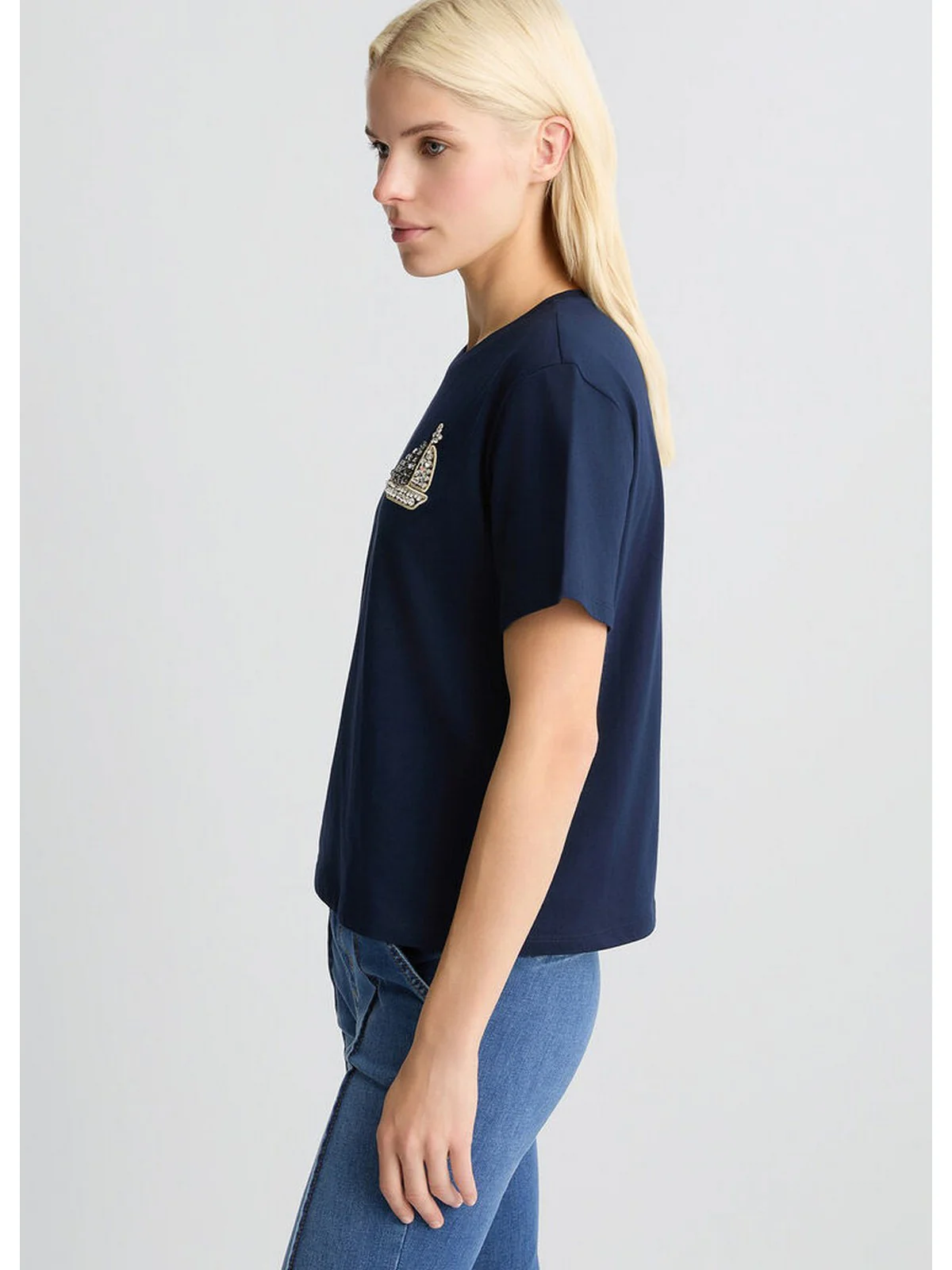 LIU JO BLACK T-shirt Donna  CA5371J6308 M9319 Blu - Image 3