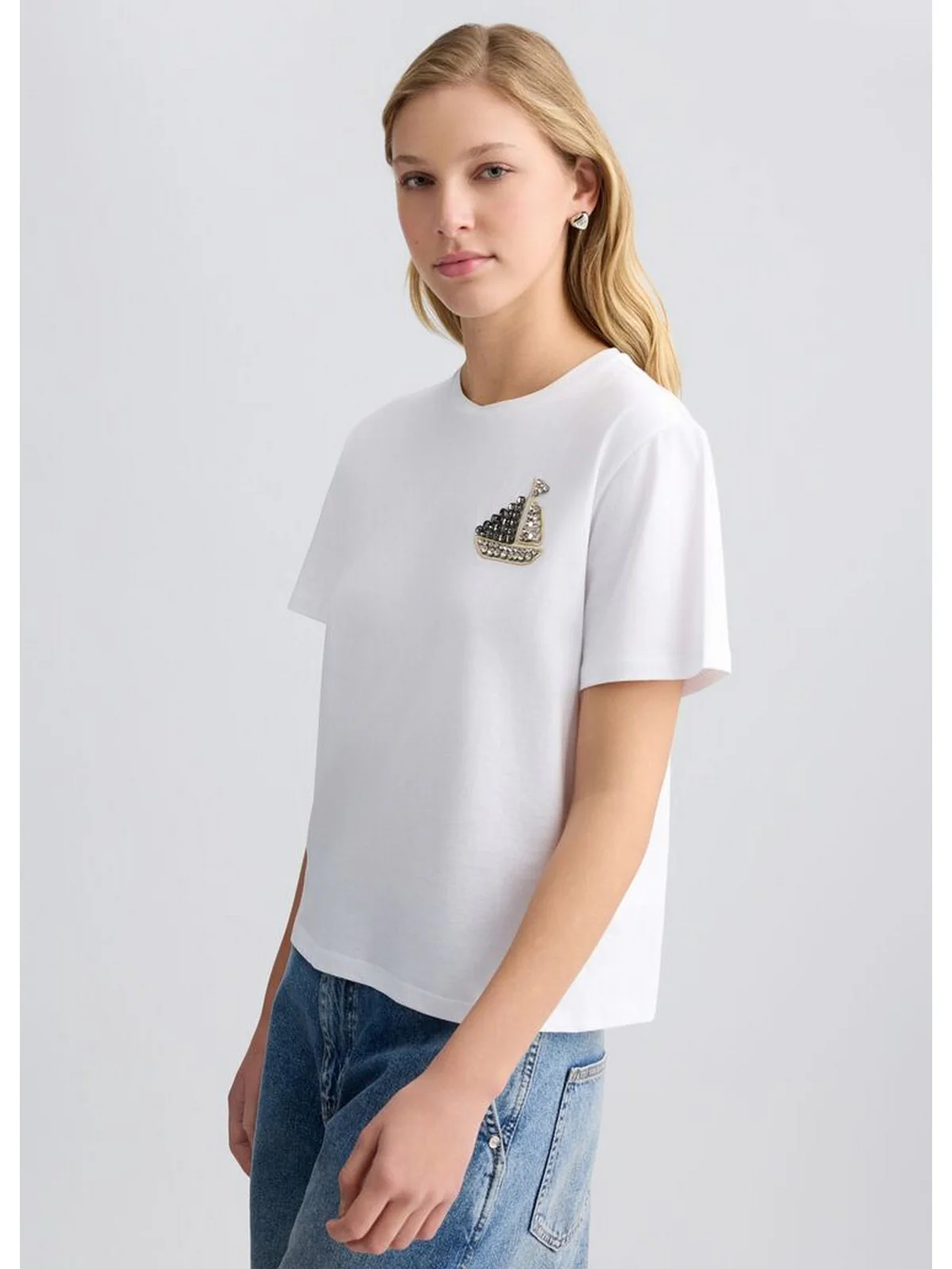 LIU JO BLACK T-shirt Donna  CA5371J6308 M9371 Bianco - Image 3