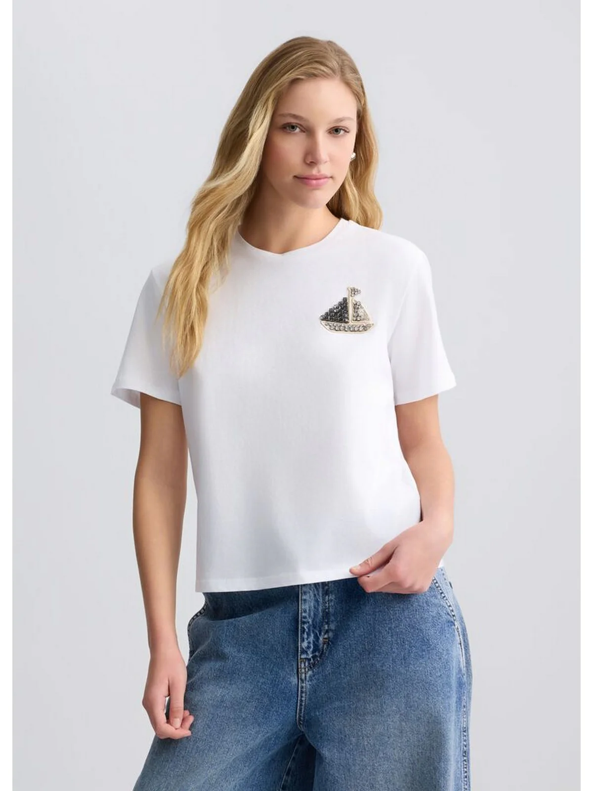 LIU JO BLACK T-shirt Donna  CA5371J6308 M9371 Bianco - Image 5