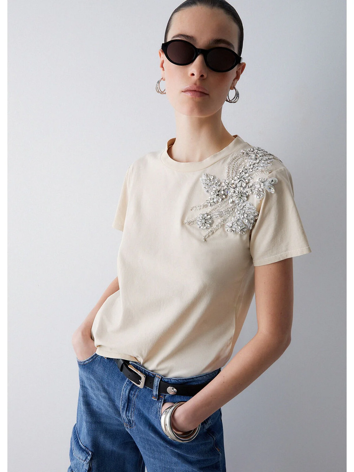 LIU JO BLACK T-shirt Donna  CA6010J3868 L9089 Cappuccino lt.ston.w - Image 2