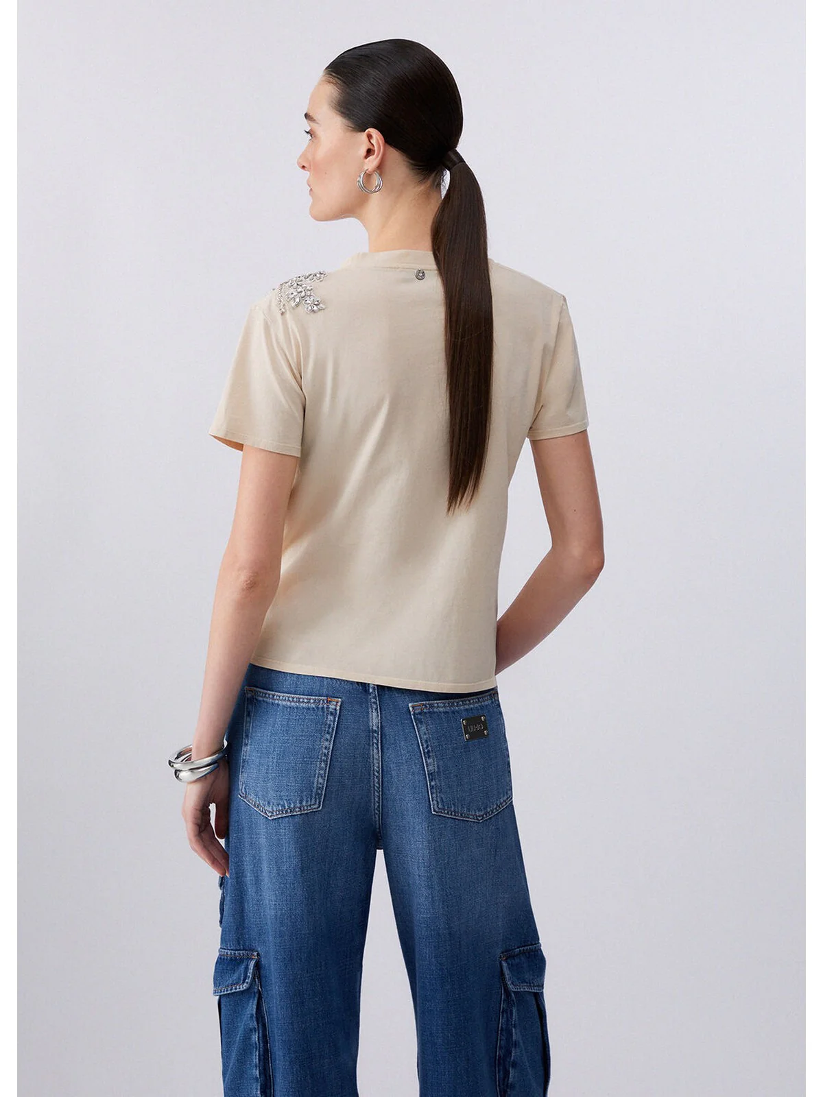 LIU JO BLACK T-shirt Donna  CA6010J3868 L9089 Cappuccino lt.ston.w - Image 3