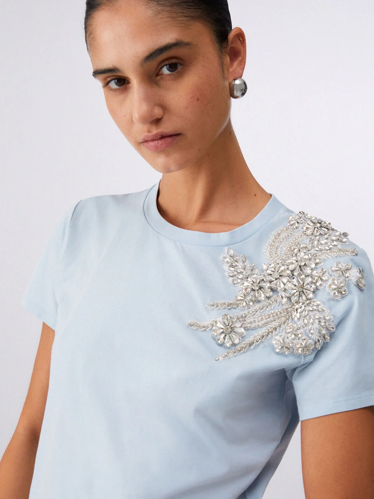 LIU JO BLACK T-shirt Donna  CA6010J3868 P9748 Patch on cielo st.wa - Image 4