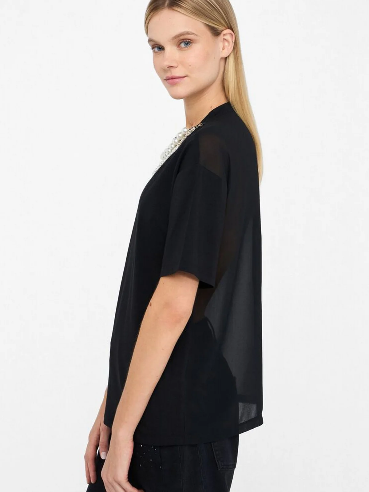 LIU JO BLACK T-shirt Donna  CF5063J0088 22222 Nero - Image 3