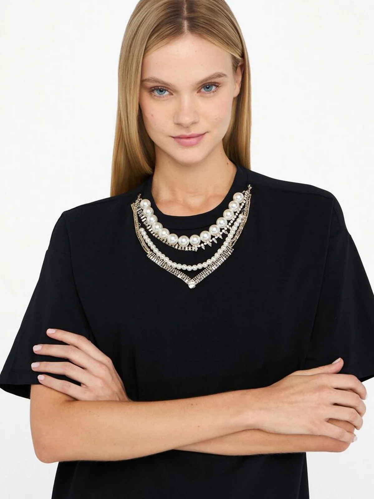 LIU JO BLACK T-shirt Donna  CF5063J0088 22222 Nero - Image 4