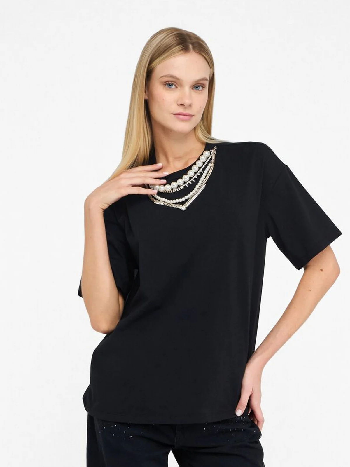 LIU JO BLACK T-shirt Donna  CF5063J0088 22222 Nero - Image 6