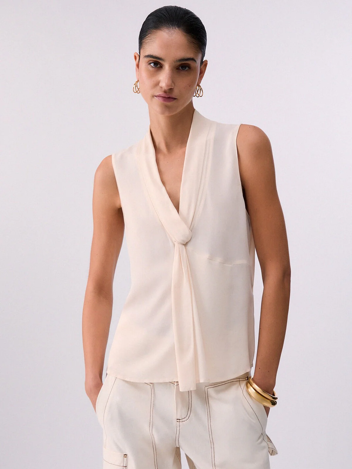 LIU JO BLACK Top Donna  CA6284T2578 P9644 Vaniglia creamy - Image 3