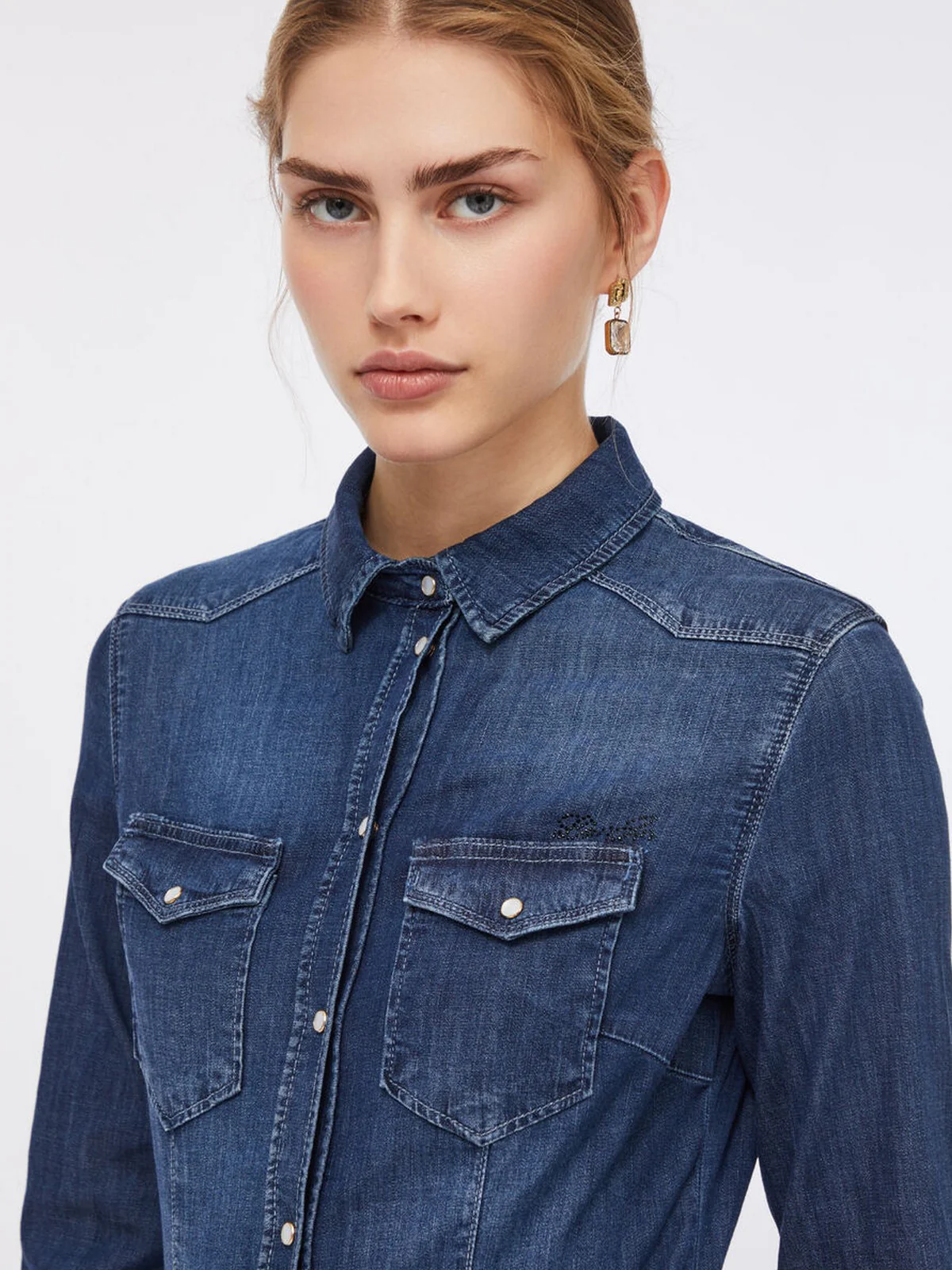 LIU JO BLUE DENIM Camicia Donna  UXX046D4051 77917 DEN.BLUE SING WASH - Image 3