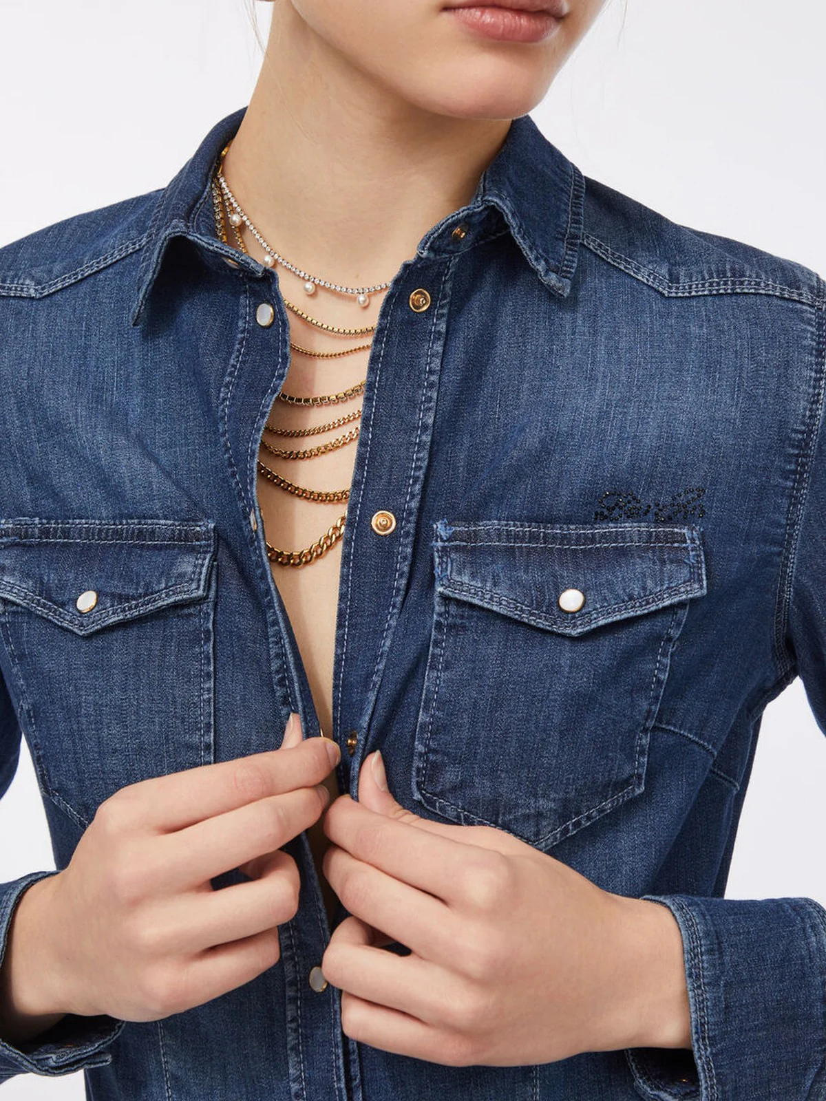 LIU JO BLUE DENIM Camicia Donna  UXX046D4051 77917 DEN.BLUE SING WASH - Image 4
