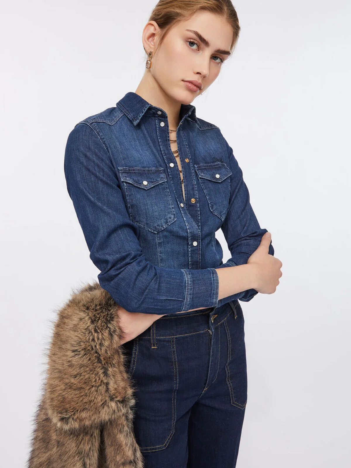 LIU JO BLUE DENIM Camicia Donna  UXX046D4051 77917 DEN.BLUE SING WASH - Image 5