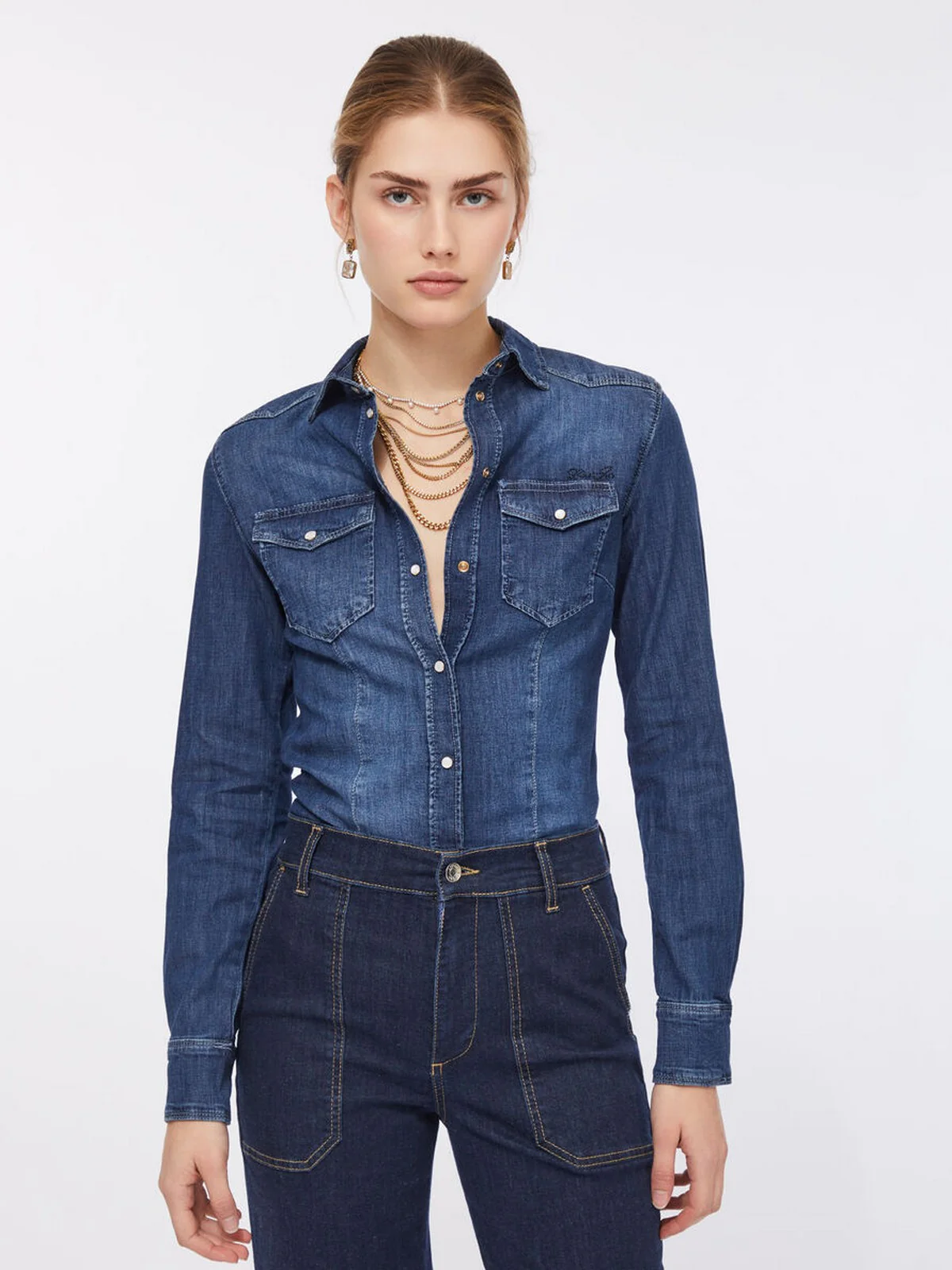 LIU JO BLUE DENIM Camicia Donna  UXX046D4051 77917 DEN.BLUE SING WASH - Image 7