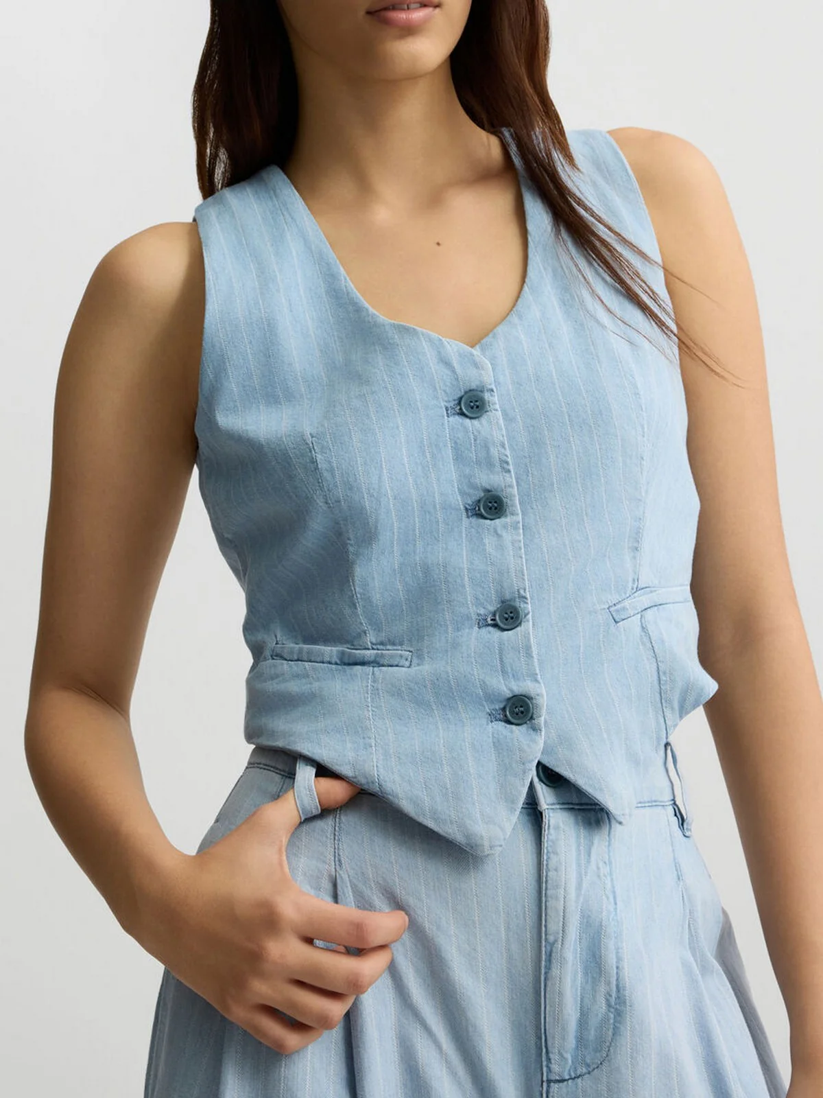 LIU JO BLUE DENIM Gilet Donna UA5122D4989 78822 Blu - Image 4