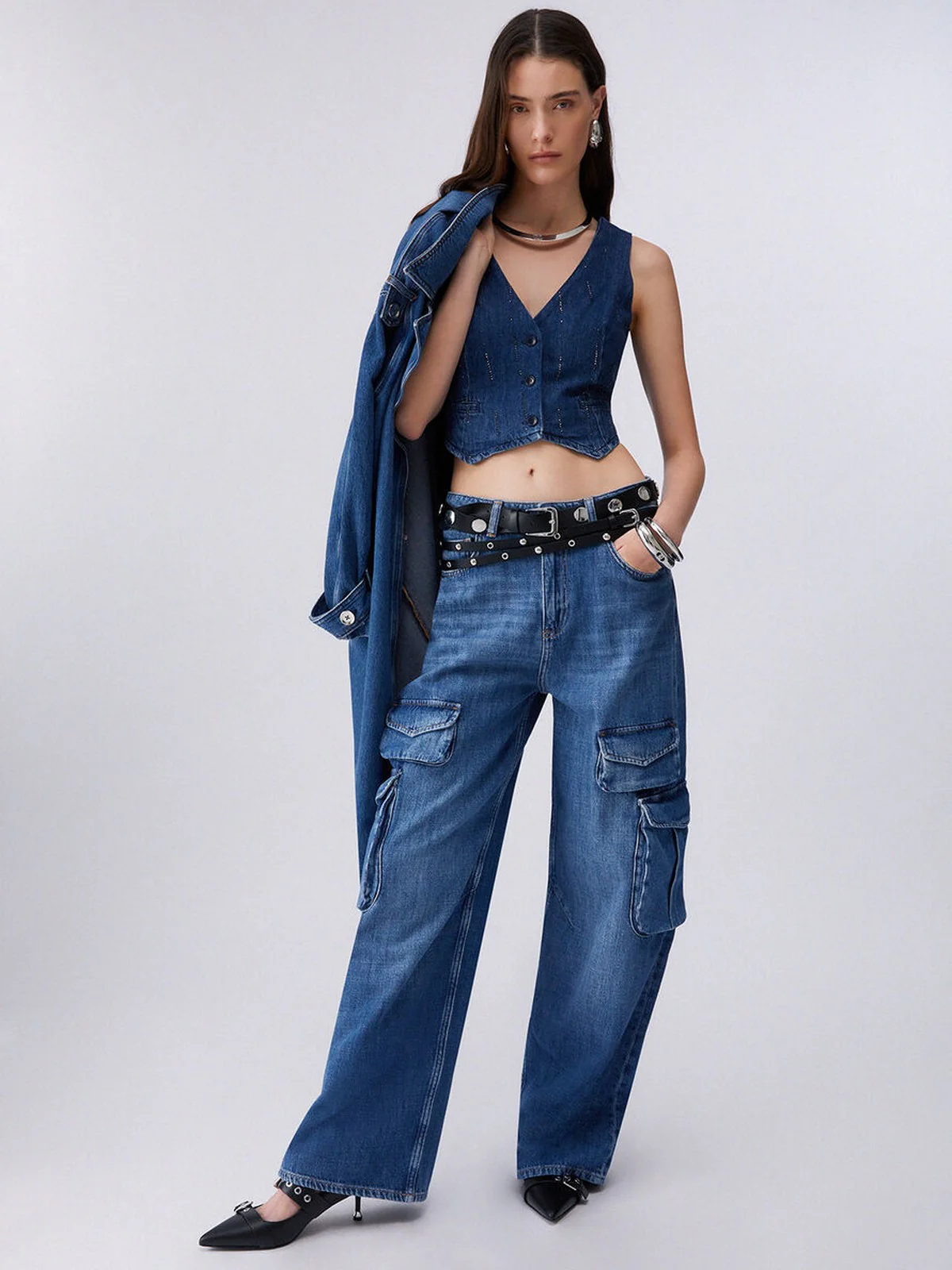 LIU JO BLUE DENIM Gilet Donna  UA6188D0315 78033 Den.Blue starry wash - Image 2