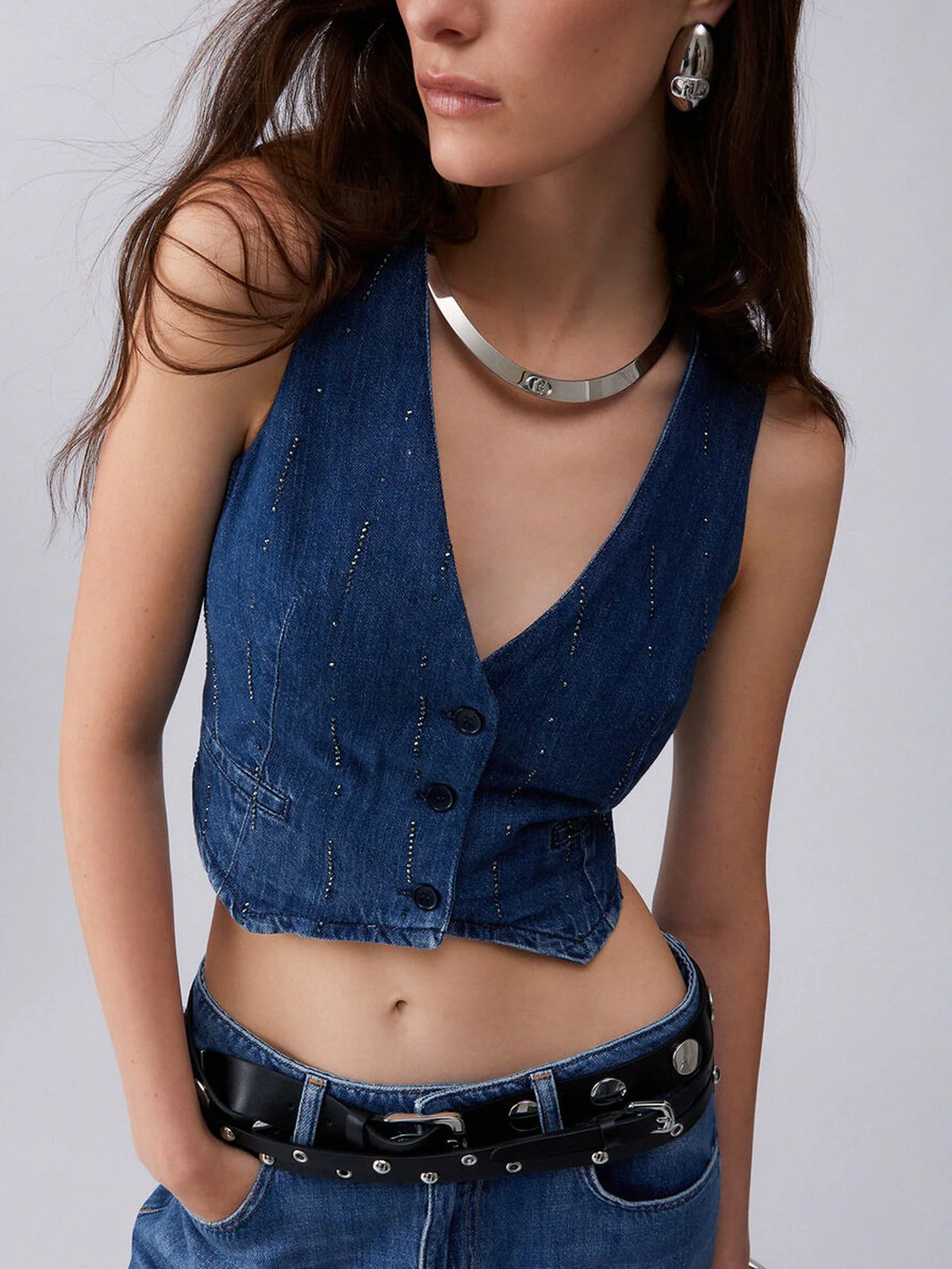 LIU JO BLUE DENIM Gilet Donna  UA6188D0315 78033 Den.Blue starry wash - Image 3