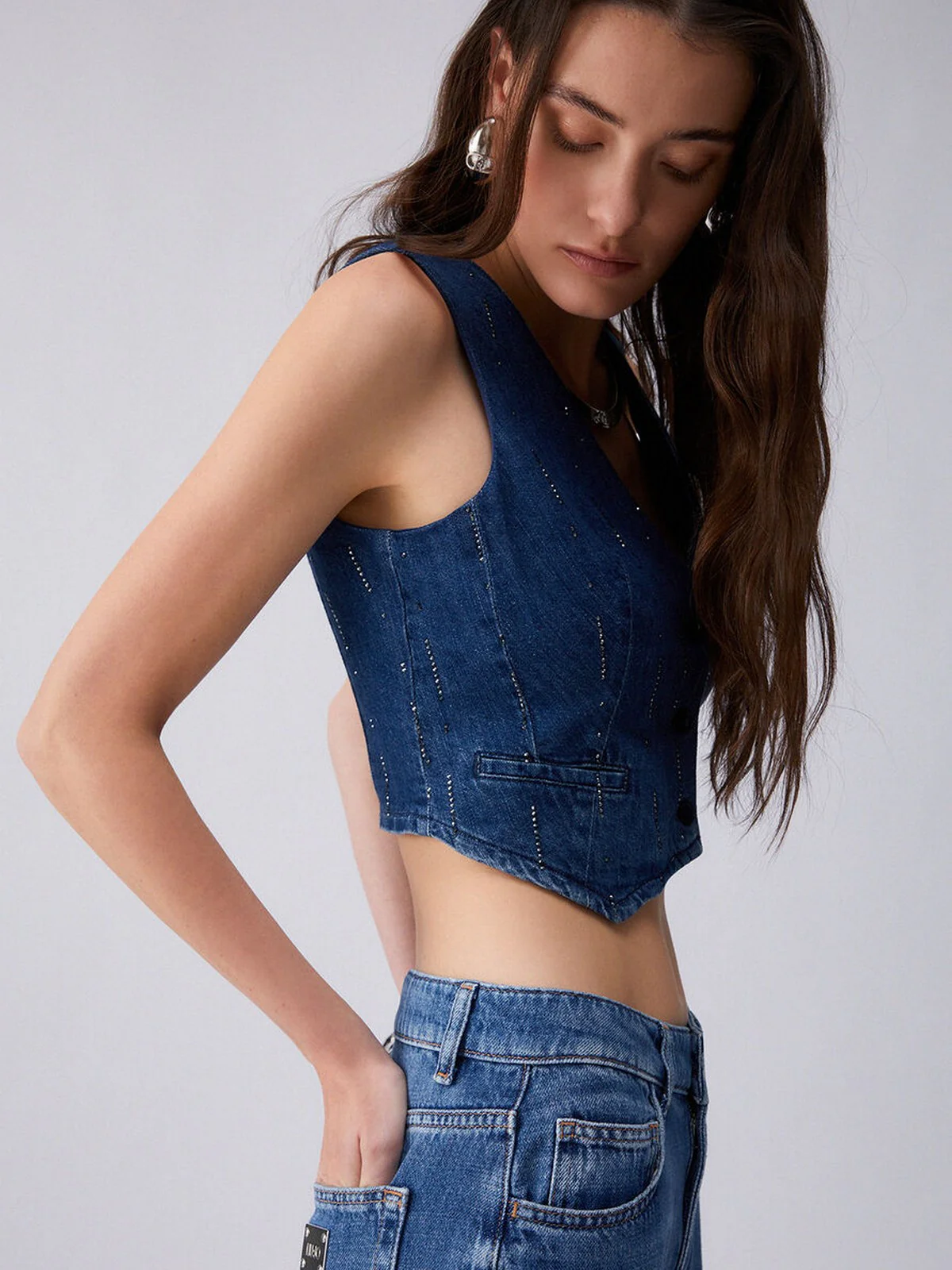 LIU JO BLUE DENIM Gilet Donna  UA6188D0315 78033 Den.Blue starry wash - Image 4