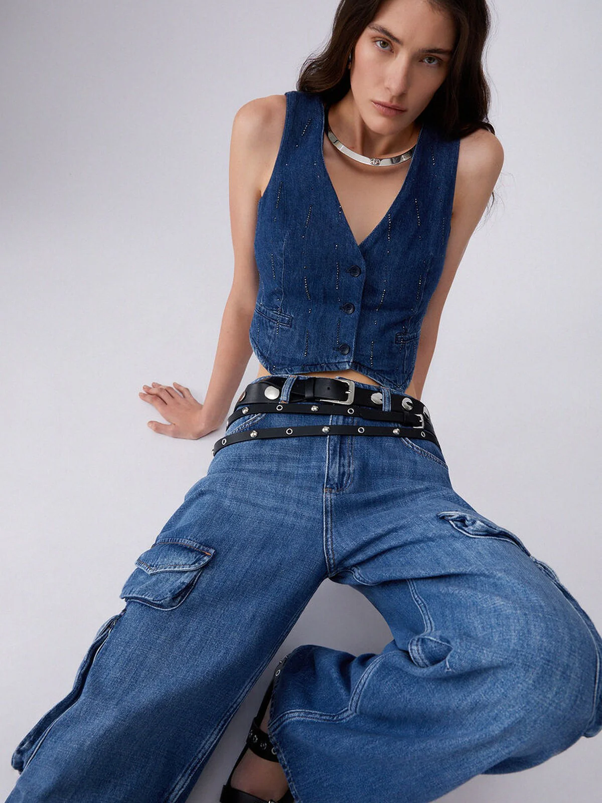 LIU JO BLUE DENIM Gilet Donna  UA6188D0315 78033 Den.Blue starry wash - Image 5