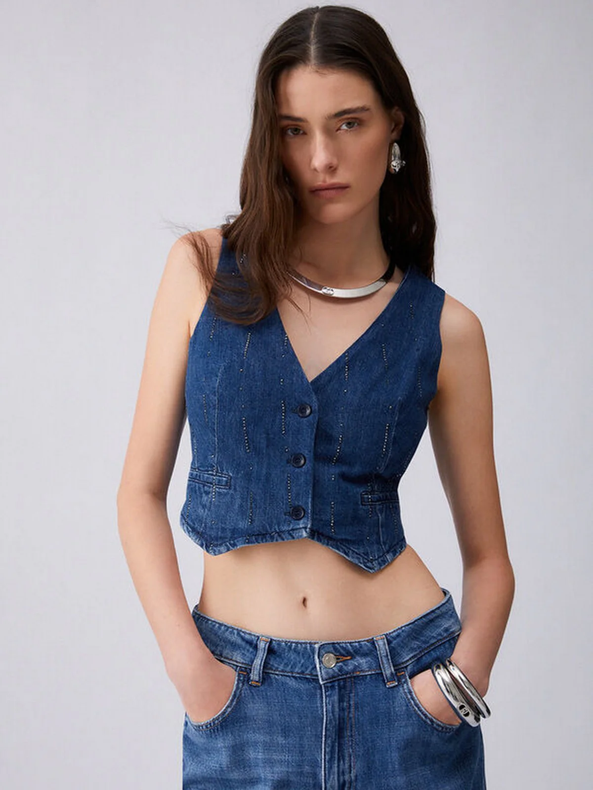 LIU JO BLUE DENIM Gilet Donna  UA6188D0315 78033 Den.Blue starry wash - Image 7