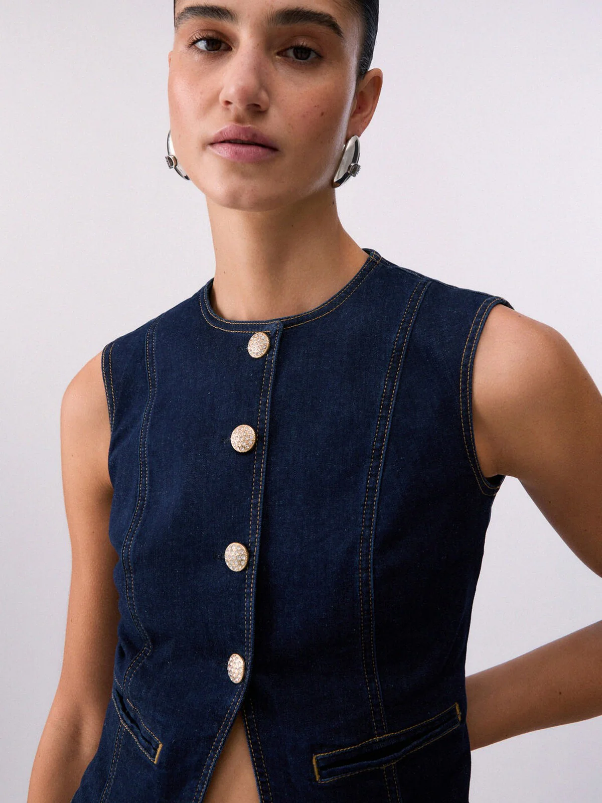 LIU JO BLUE DENIM Gilet Donna  UA6345D4925 77000 NORMAL WASH - Image 3