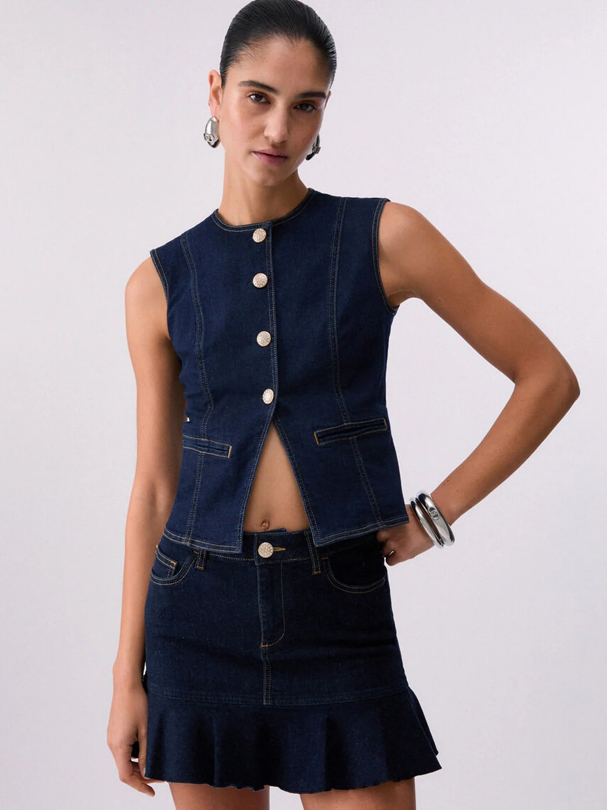 LIU JO BLUE DENIM Gilet Donna  UA6345D4925 77000 NORMAL WASH - Image 5