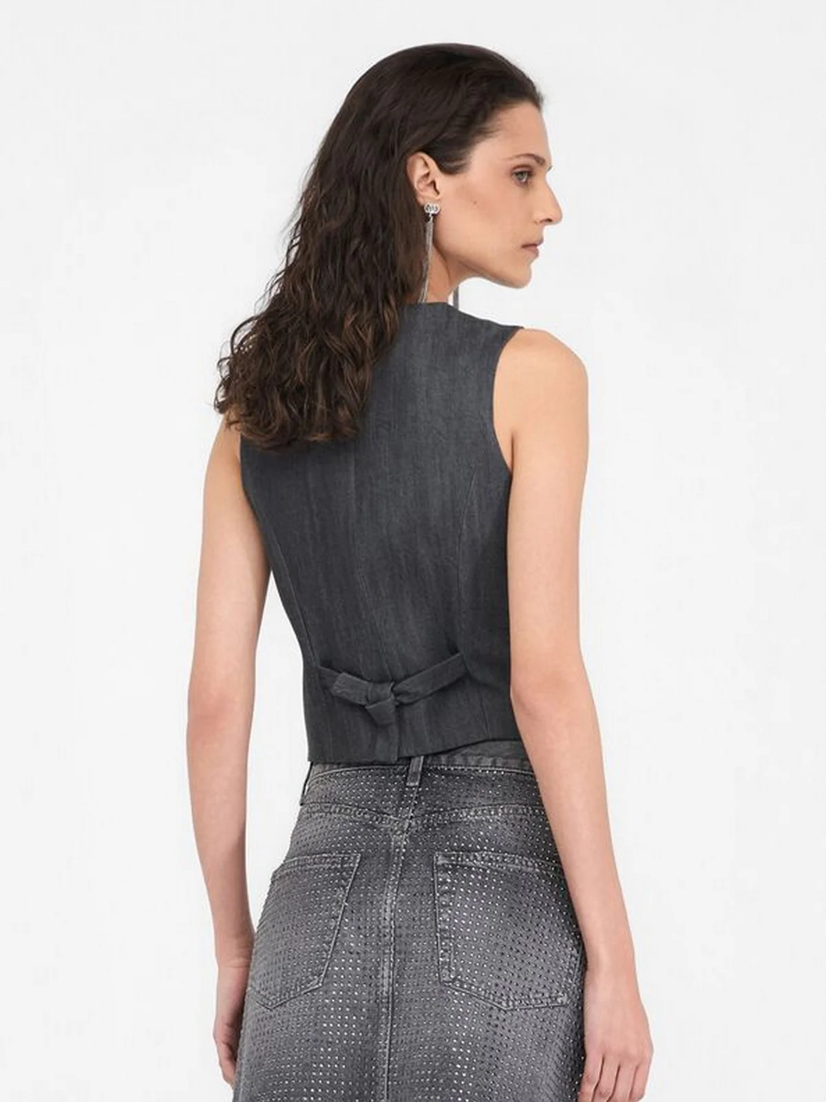 LIU JO BLUE DENIM Gilet Donna  UF5226D0266 87457 Den.Grey tailoring w - Image 5