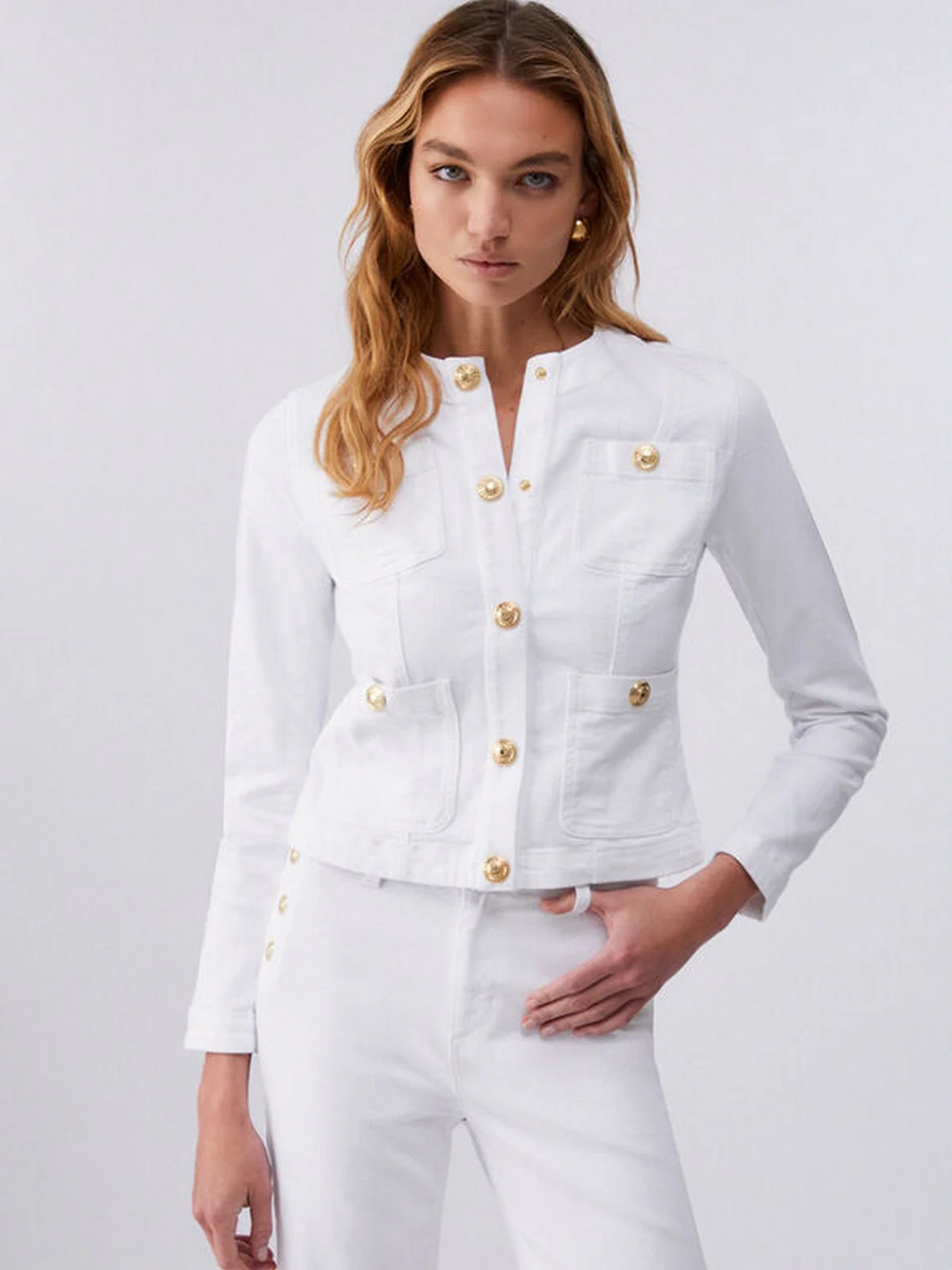 LIU JO BLUE DENIM Giubbino Donna  UA6260D0275 11111 BIANCO OTTICO - Image 7