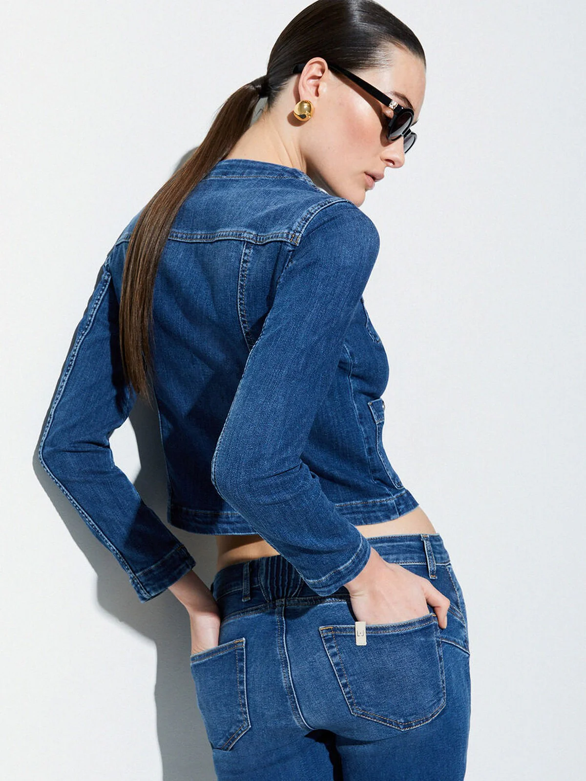 LIU JO BLUE DENIM Giubbino Donna UA6260D0275 78988 Den.Blue dk.buttons - Image 4