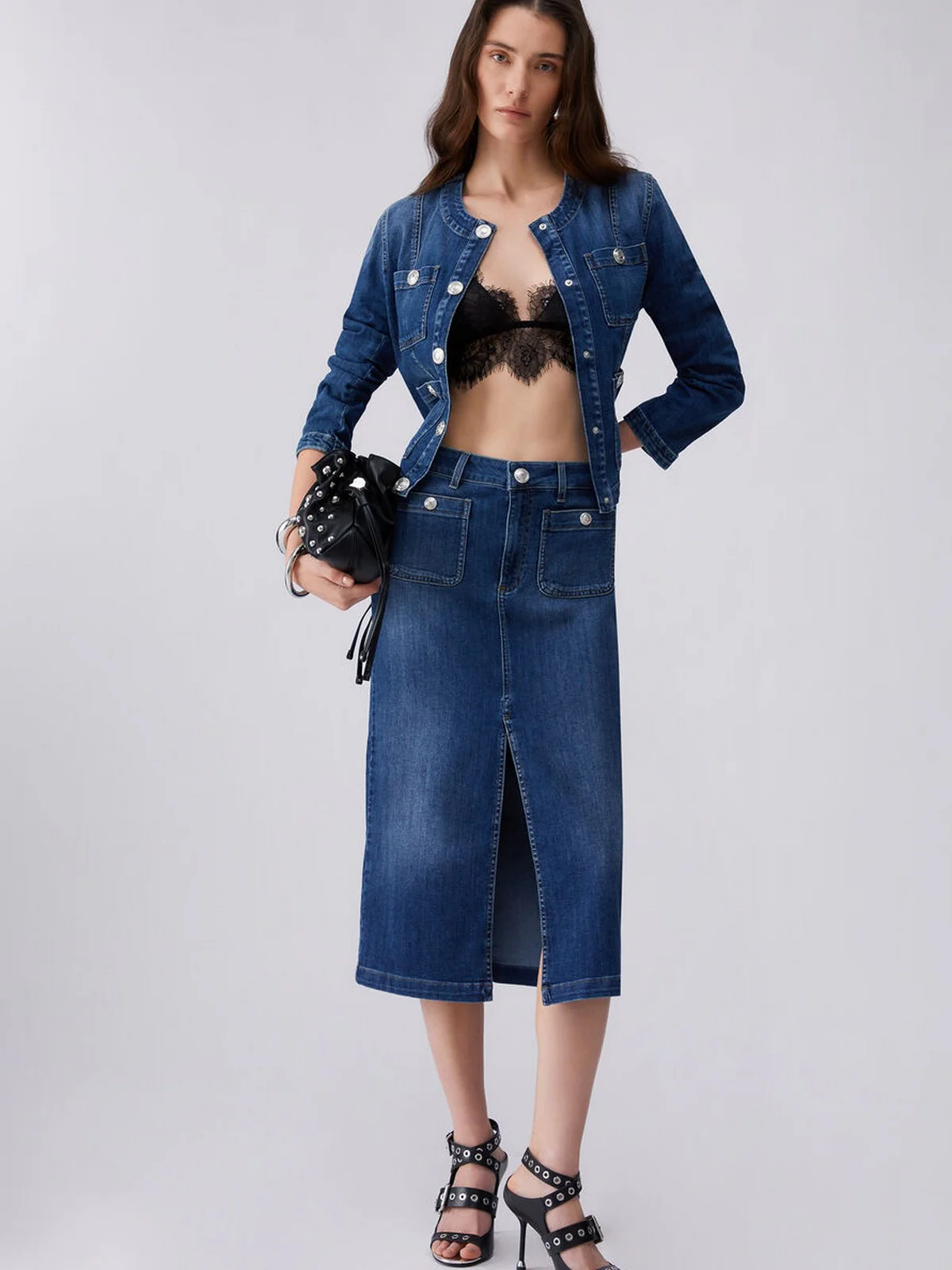 LIU JO BLUE DENIM Gonna Donna  UA6259D0275 78988 Den.Blue dk.buttons - Image 2