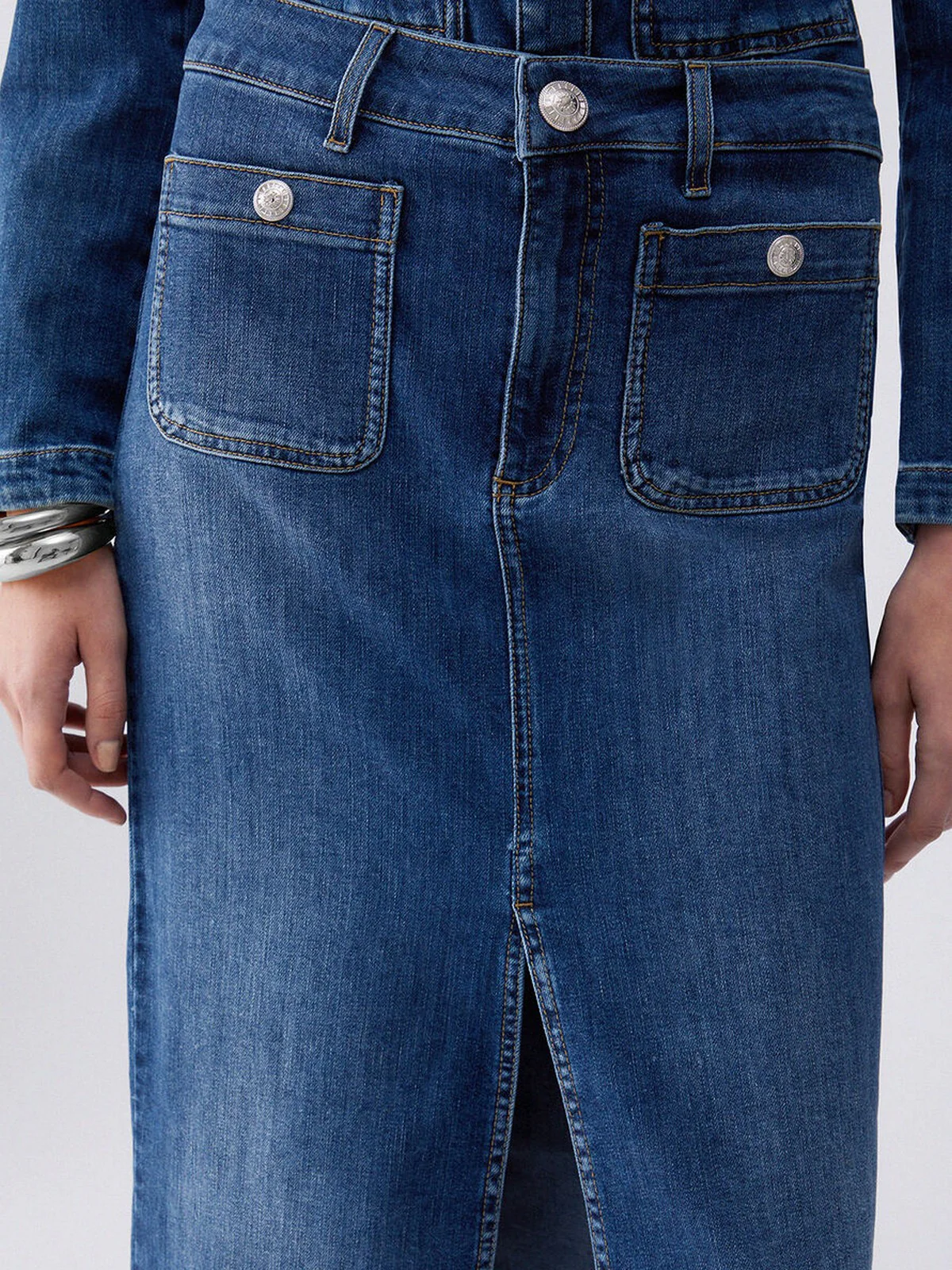 LIU JO BLUE DENIM Gonna Donna  UA6259D0275 78988 Den.Blue dk.buttons - Image 3