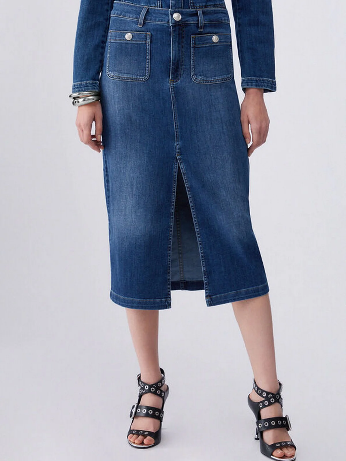 LIU JO BLUE DENIM Gonna Donna  UA6259D0275 78988 Den.Blue dk.buttons - Image 7