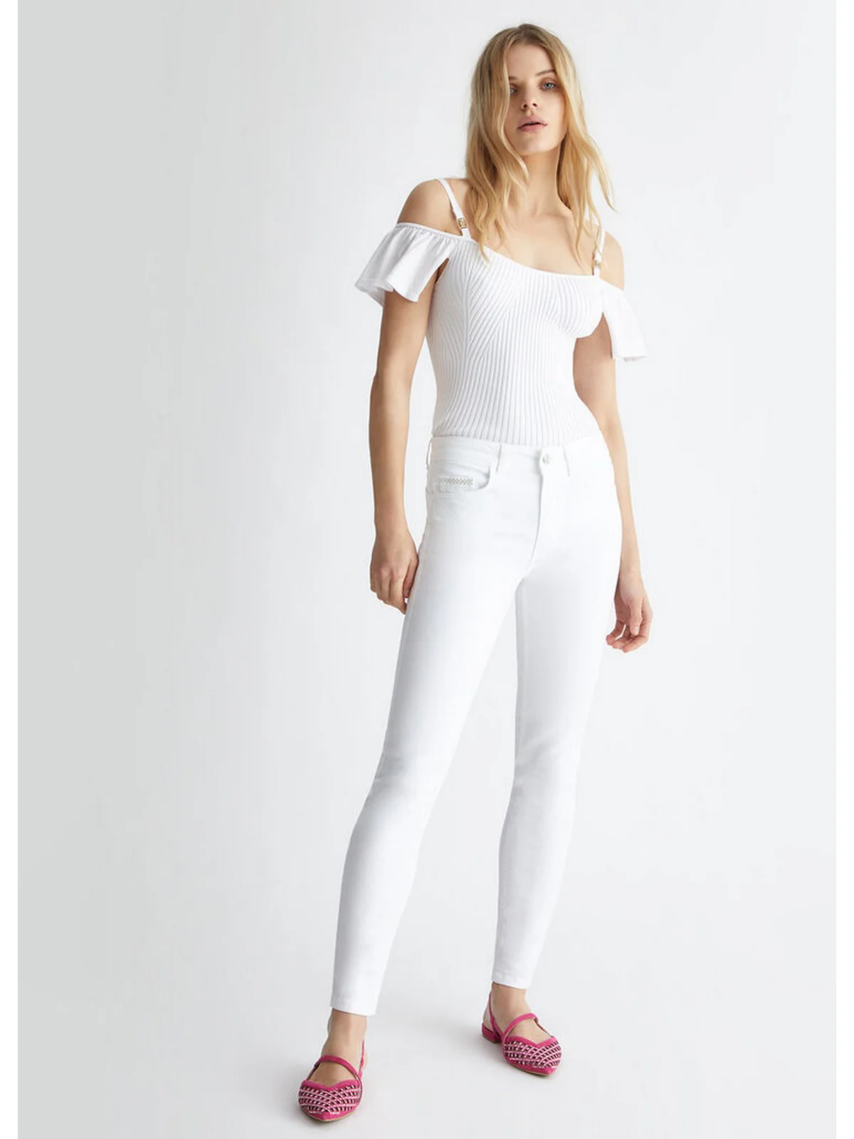 LIU JO BLUE DENIM Pantalone Donna  UA4013T3546 11111 Bianco - Image 4