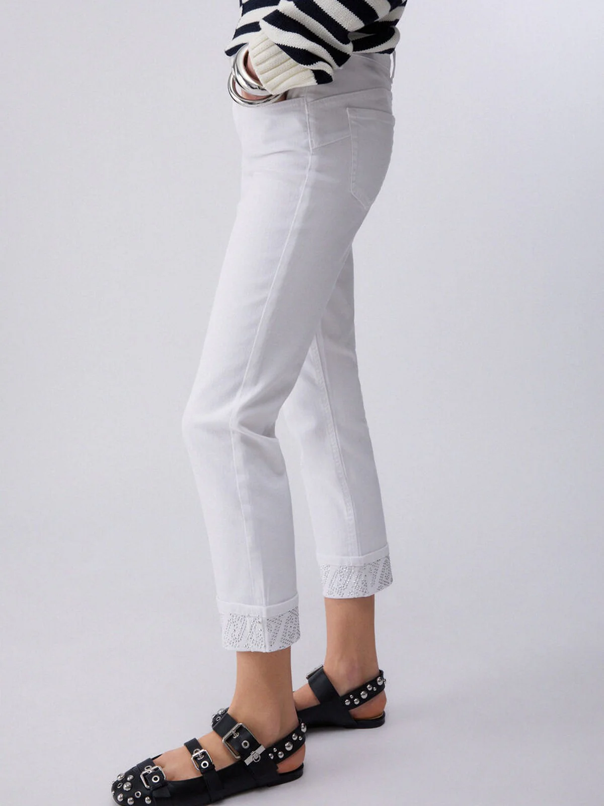 LIU JO BLUE DENIM Pantalone Donna  UA6006T2594 11111 BIANCO OTTICO - Image 3